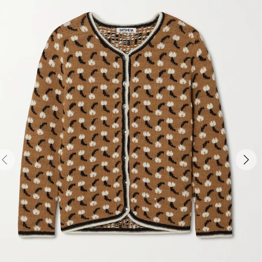 NWOT Batsheva Tulip intarsia alpaca cardigan - Picture 4 of 10